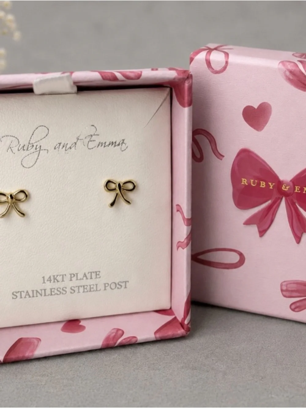 Ruby & Emma Gold Bow Stud Earrings